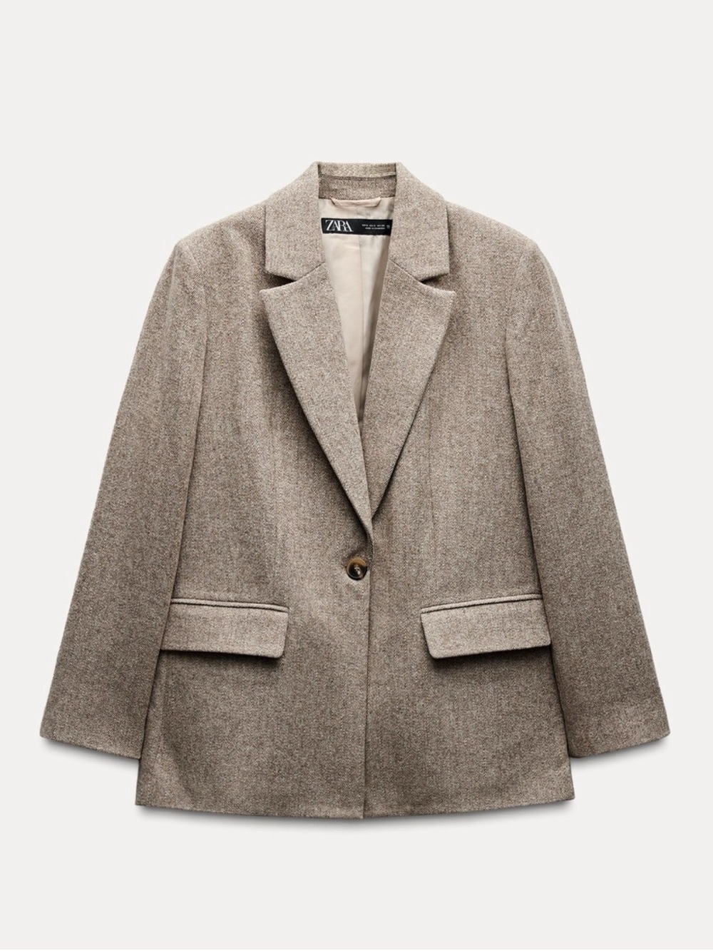 Zara Straight Cut Herringbone Blazer